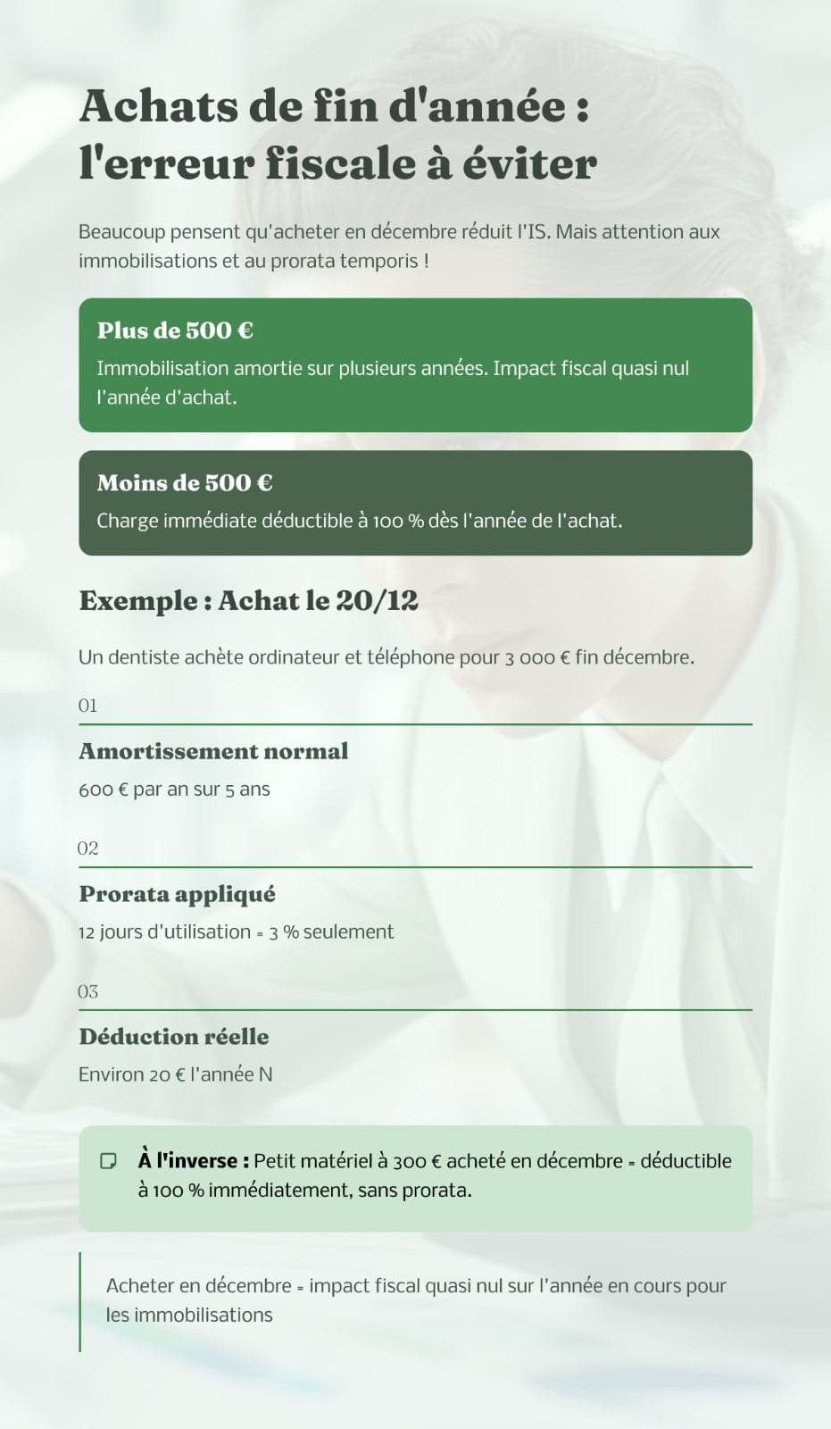 Achats de fin d'année : l'erreur fiscale sur les immobilisations