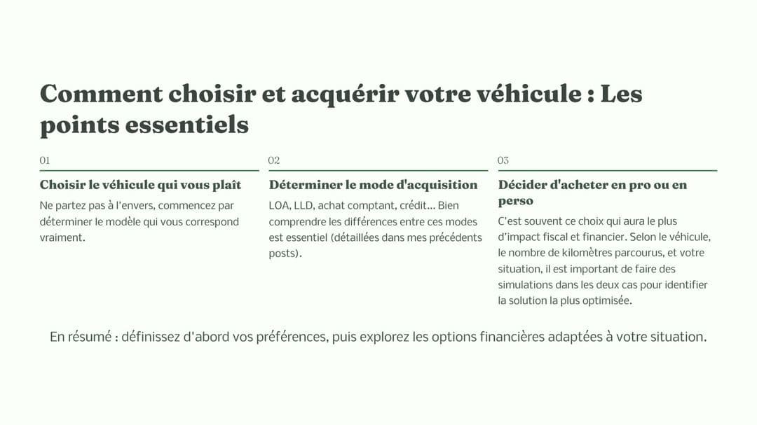 Choisir et acquérir un véhicule : les points essentiels