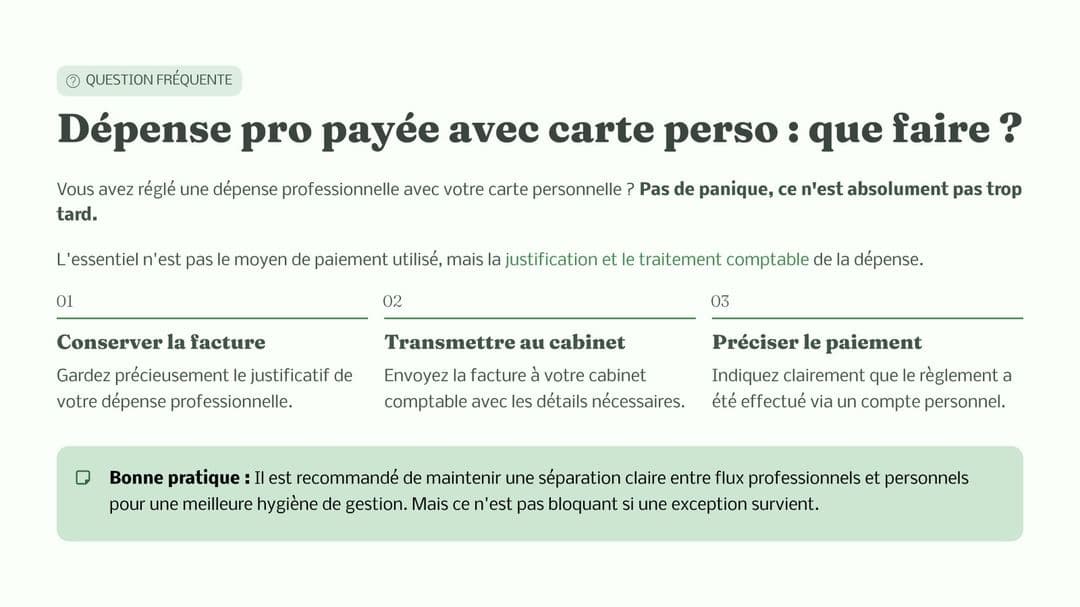 Dépense pro payée avec la carte perso : que faire ?