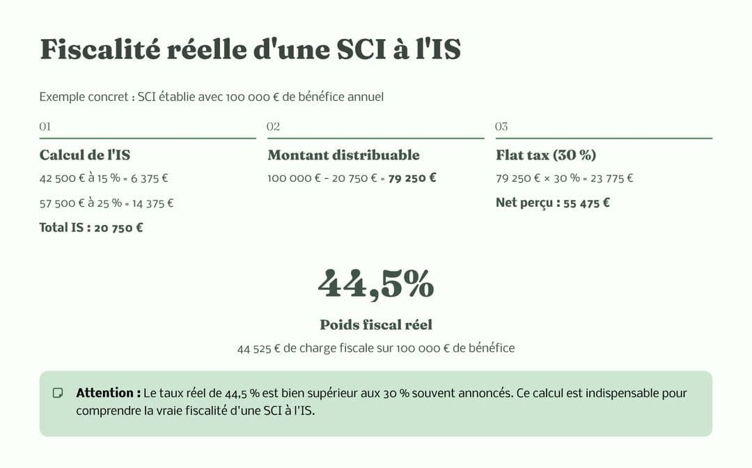 Fiscalité réelle d'une SCI à l'IS : calcul détaillé