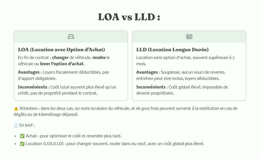 LOA vs LLD : comparatif pour un véhicule pro