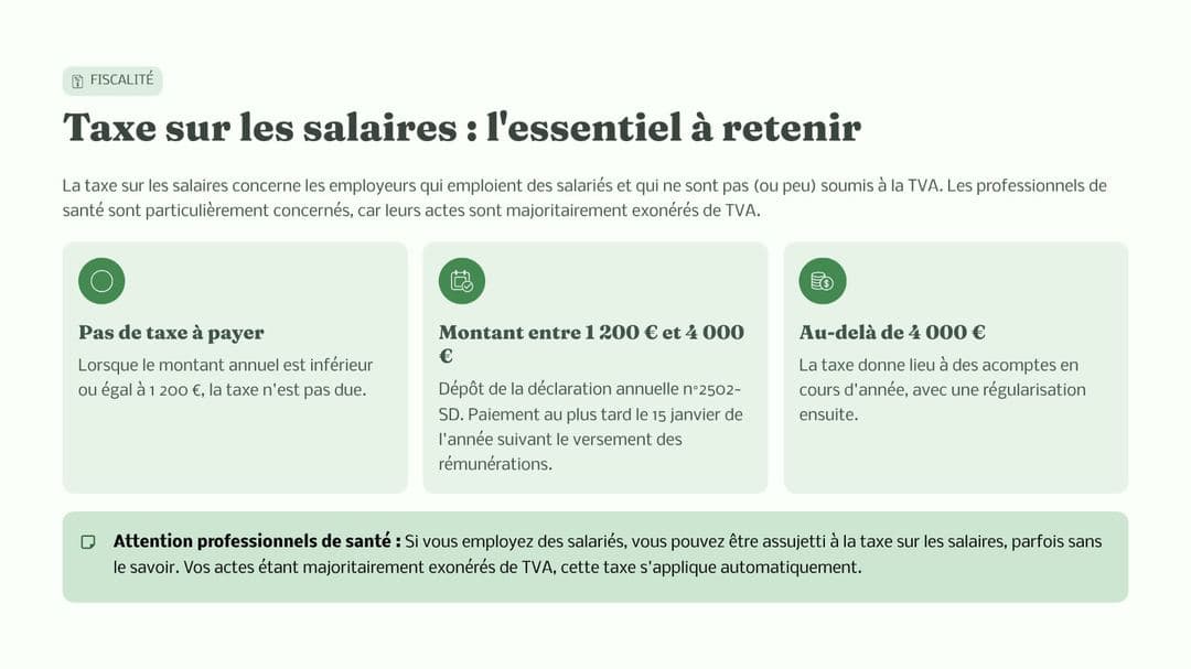 Taxe sur les salaires : ce que les pros de santé doivent savoir