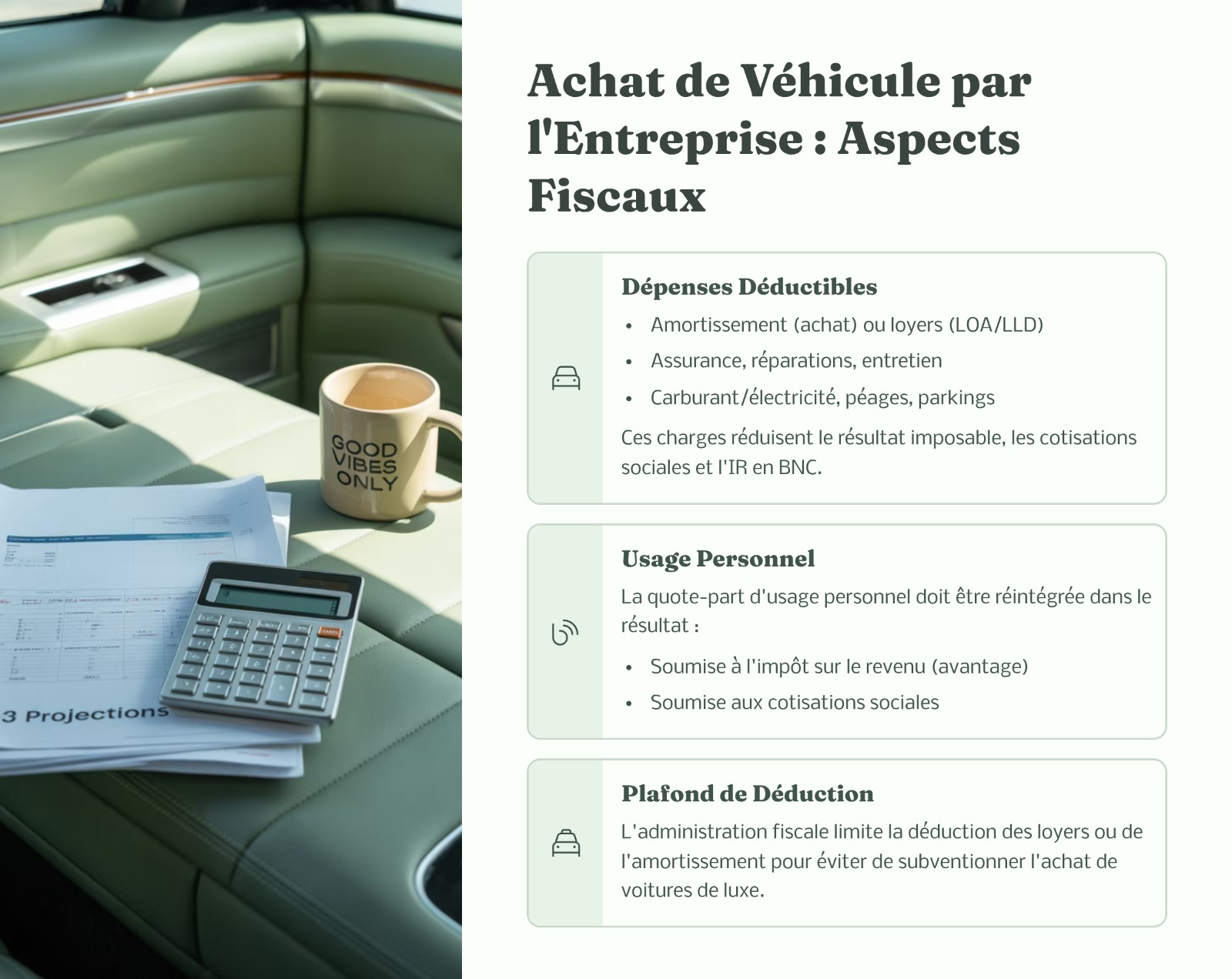 Achat d'un véhicule d'entreprise : aspects fiscaux