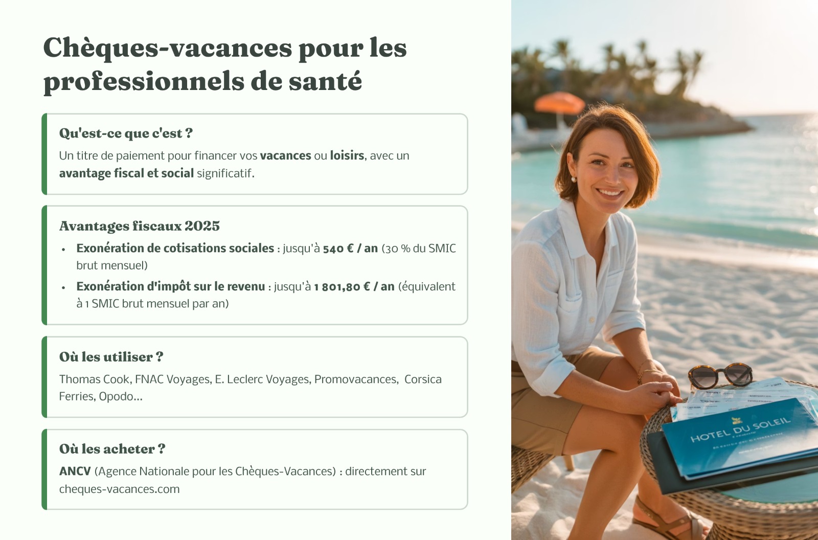 Chèques-vacances pour les professionnels de santé