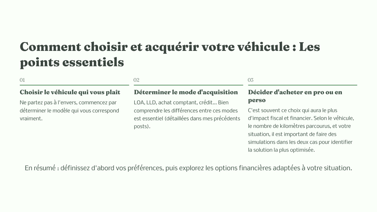 Choisir et acquérir un véhicule : les points essentiels