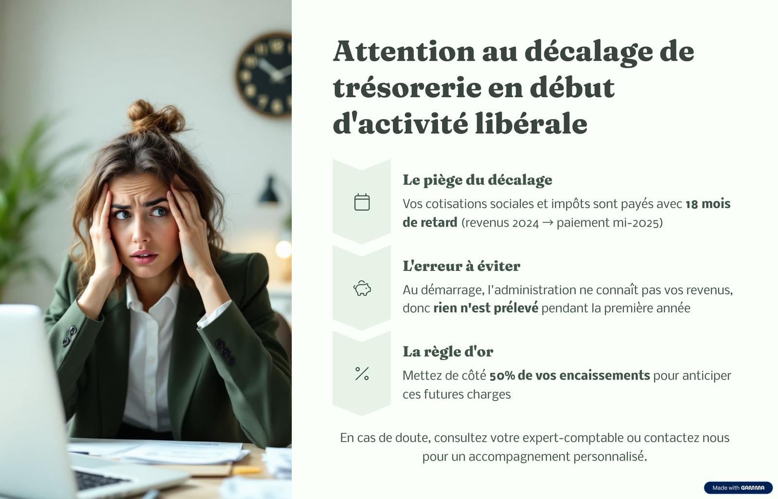 Décalage de trésorerie en début d'activité libérale