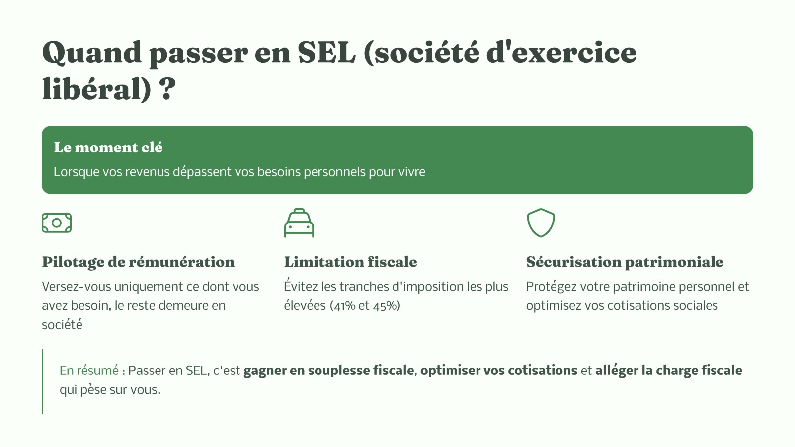 Quand passer en SEL ? Les seuils décisifs