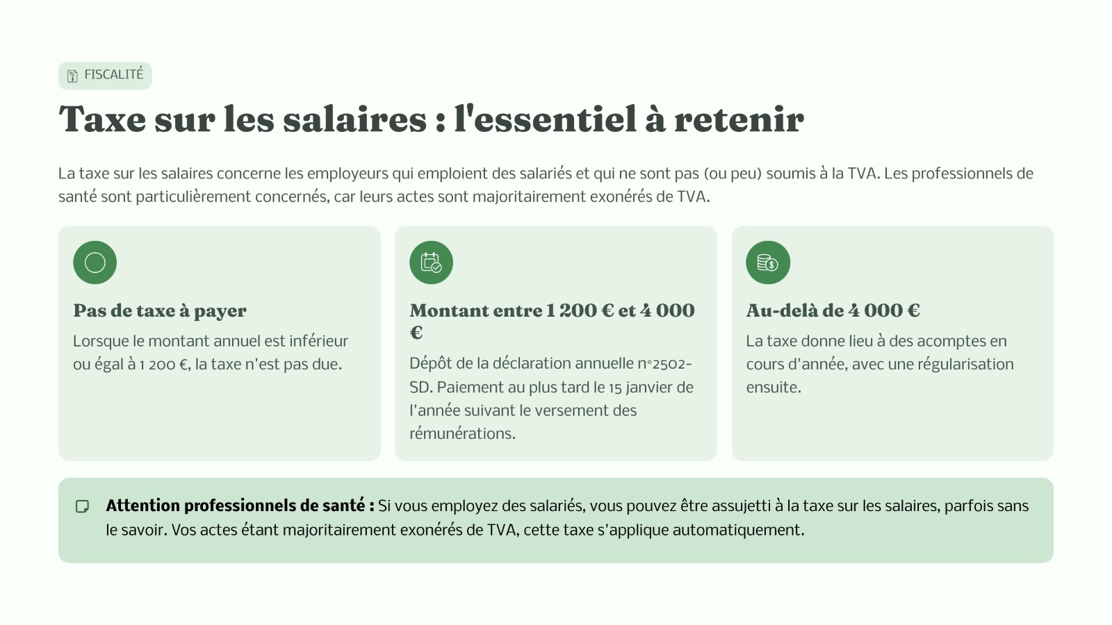 Taxe sur les salaires : ce que les pros de santé doivent savoir